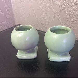 Mint Green Ceramic Globe Votive Candle Holders - vintage bulb candle holders